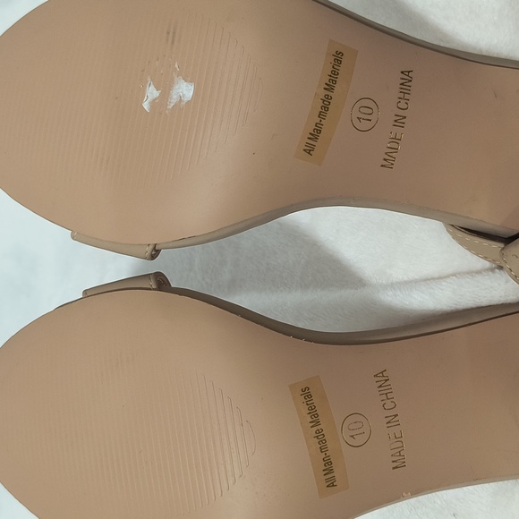 Glaze Nude Beige Block Y2K Chunky Ankle Strap Heels - Picture 10 of 10